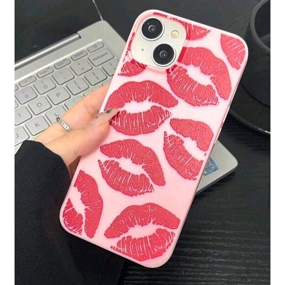 Accessories - Hard Case For iPhone 14 Plus Sexy Red Lips Luxury 3D Slim Cover Hard TPU
